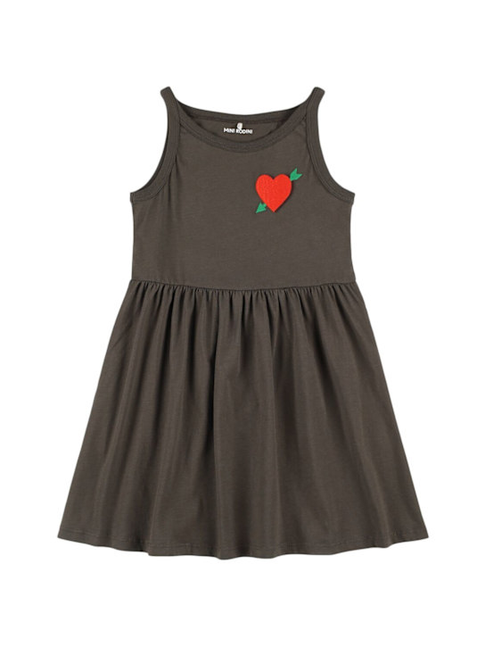 Mini Rodini: Vestito in jersey di cotone con ricami - Nero - kids-girls_0 | Luisa Via Roma