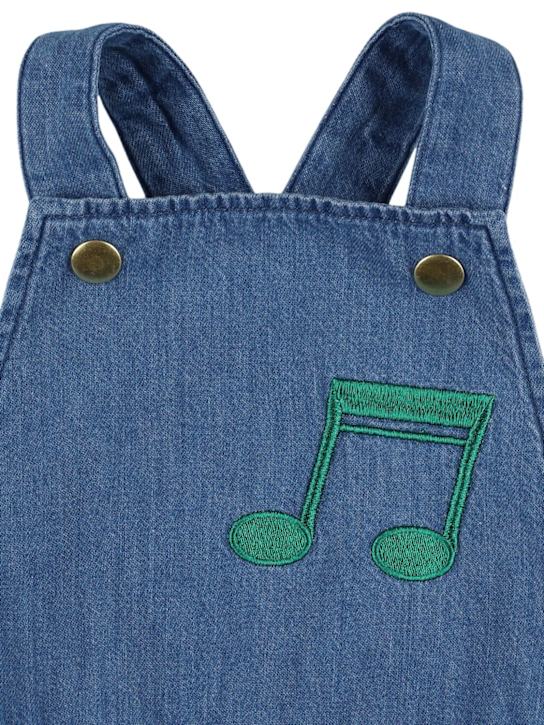 Mini Rodini: Embroidered cotton denim overalls - Blue - kids-boys_1 | Luisa Via Roma