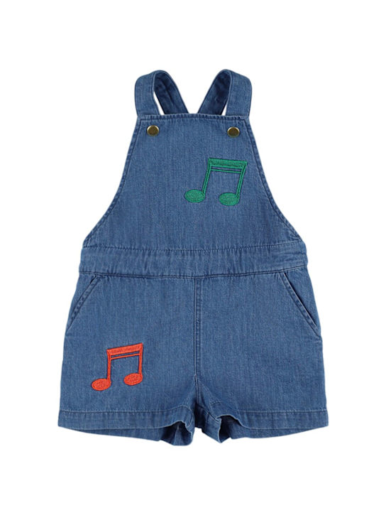 Mini Rodini: Embroidered cotton denim overalls - Blue - kids-boys_0 | Luisa Via Roma