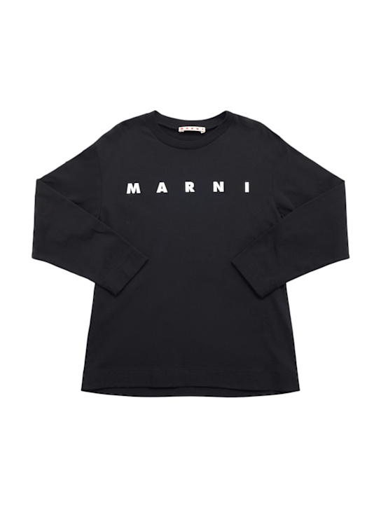 Marni Junior: Printed cotton jersey t-shirt - Black - kids-boys_0 | Luisa Via Roma