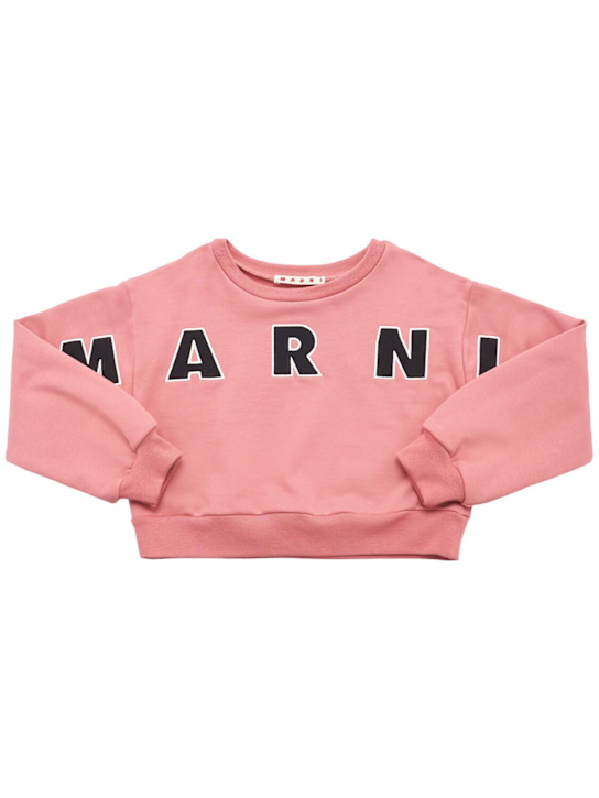 Marni Junior: Cotton sweatshirt w/ logo - ピンク - kids-girls_0 | Luisa Via Roma