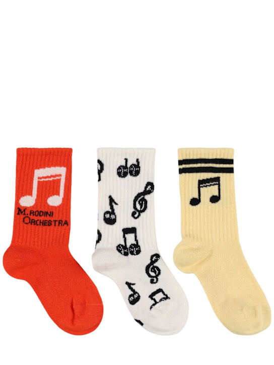 Mini Rodini: Set of 3 cotton blend jacquard socks - Multicolor - kids-boys_0 | Luisa Via Roma