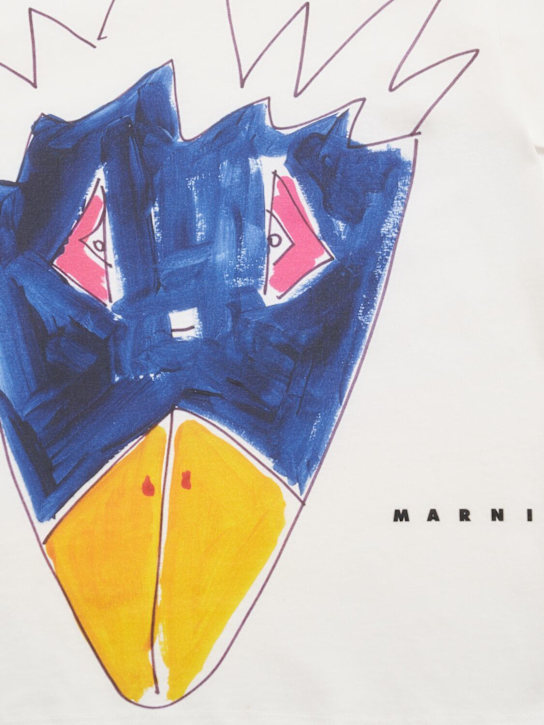 Marni Junior: Camiseta de jersey de algodón estampada - Blanco - kids-boys_1 | Luisa Via Roma
