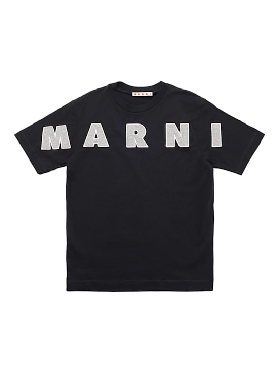 Marni Junior: Embroidered cotton jersey t-shirt - ブラック - kids-boys_0 | Luisa Via Roma