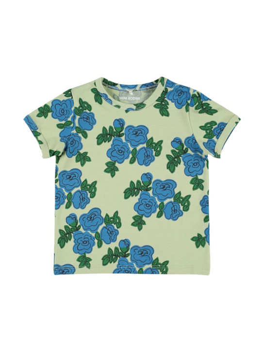 Mini Rodini: T-shirt in jersey di misto cotone con stampa - Verde/Multi - kids-girls_0 | Luisa Via Roma