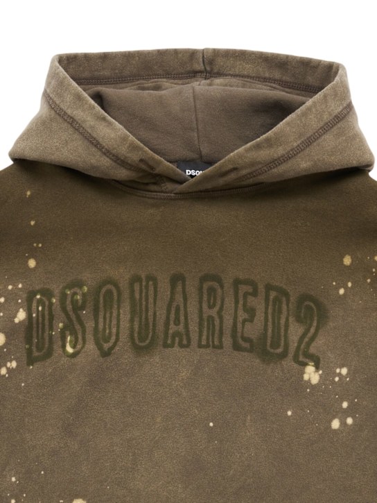 Dsquared2: Hooded cotton sweatshirt - Green - kids-boys_1 | Luisa Via Roma