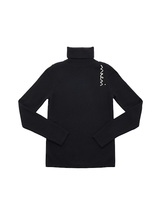 Marni Junior: Wool blend knit sweater - Black - kids-girls_0 | Luisa Via Roma