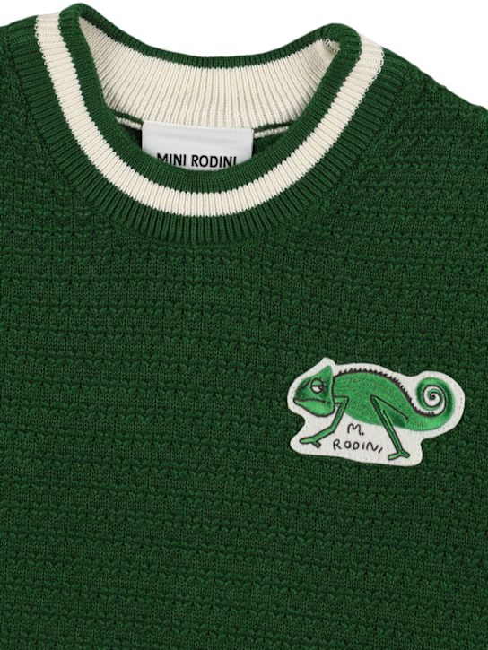 Mini Rodini: Cotton knit t-shirt - Green - kids-boys_1 | Luisa Via Roma