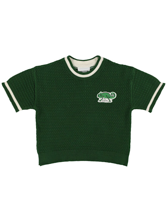 Mini Rodini: Cotton knit t-shirt - Green - kids-boys_0 | Luisa Via Roma