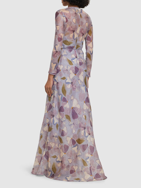 Zimmermann: Dawning亚麻&真丝长款连衣裙 - Lilac/Multi - women_2 | Luisa Via Roma