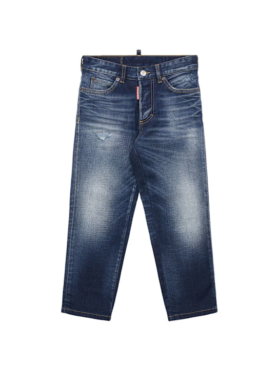 Dsquared2: Stretch cotton denim jeans - Blue - kids-boys_0 | Luisa Via Roma