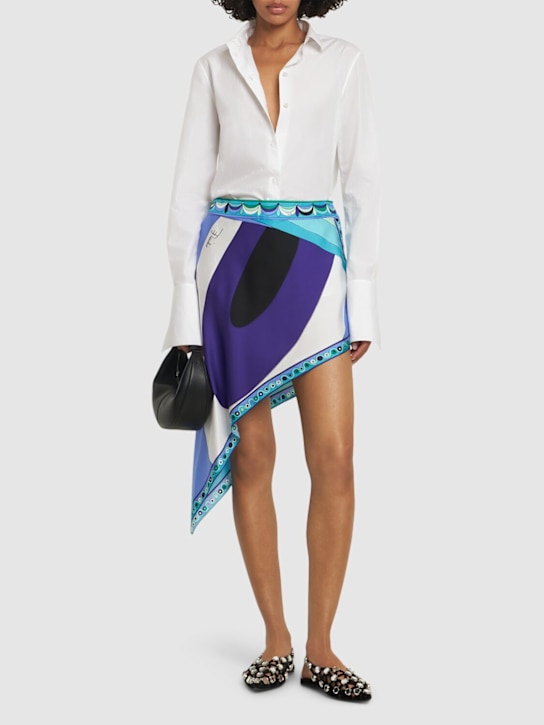 Pucci: Printed silk twill mini skirt - Green/Lilac - women_1 | Luisa Via Roma