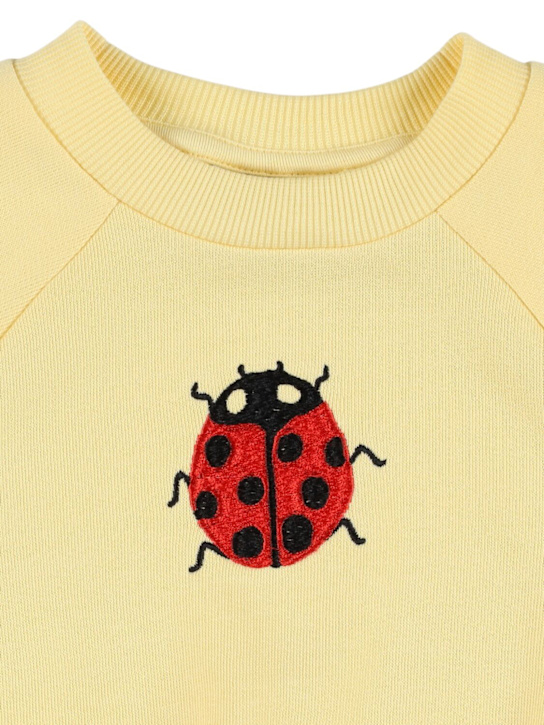 Mini Rodini: Sweat-shirt en coton brodé - Jaune Pâle - kids-boys_1 | Luisa Via Roma