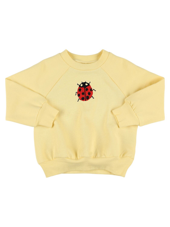 Mini Rodini: Sweat-shirt en coton brodé - Jaune Pâle - kids-boys_0 | Luisa Via Roma