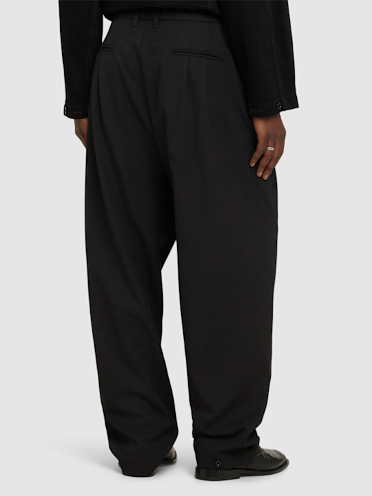 Lemaire: Pleated drawstring pants - Black - men_2 | Luisa Via Roma