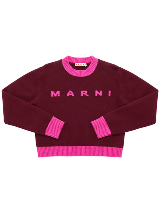 Marni Junior: Wool & cashmere knit sweater - レッド/フクシャ - kids-girls_0 | Luisa Via Roma