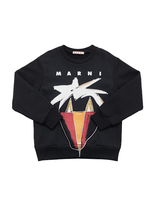 Marni Junior: Printed cotton sweatshirt - Black - kids-boys_0 | Luisa Via Roma