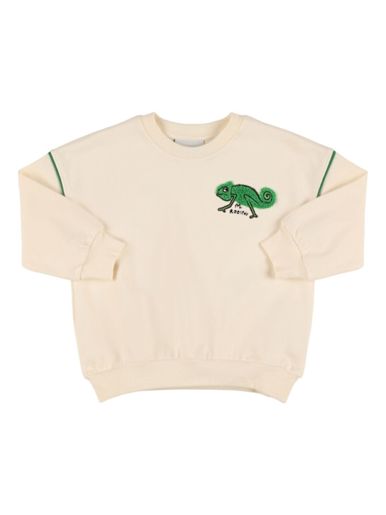 Mini Rodini: 刺繍入り コットンシェニール スウェットシャツ - kids-boys_0 | Luisa Via Roma