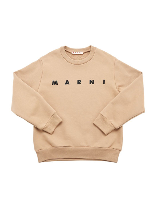 Marni Junior: Printed cotton sweatshirt - Beige - kids-boys_0 | Luisa Via Roma