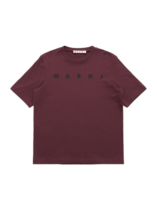 Marni Junior: Bedrucktes T-Shirt aus Baumwolljersey - Bordeaux - kids-girls_0 | Luisa Via Roma