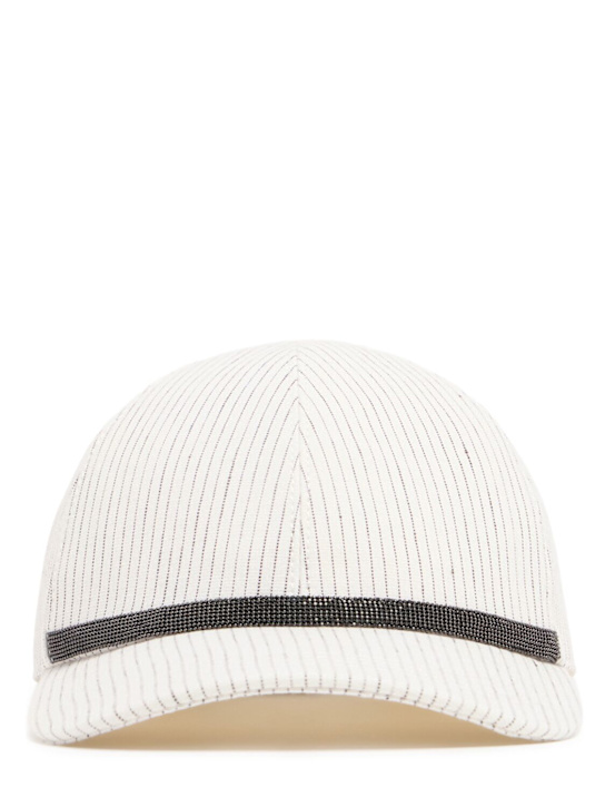Brunello Cucinelli: Embellished linen blend baseball cap - women_0 | Luisa Via Roma