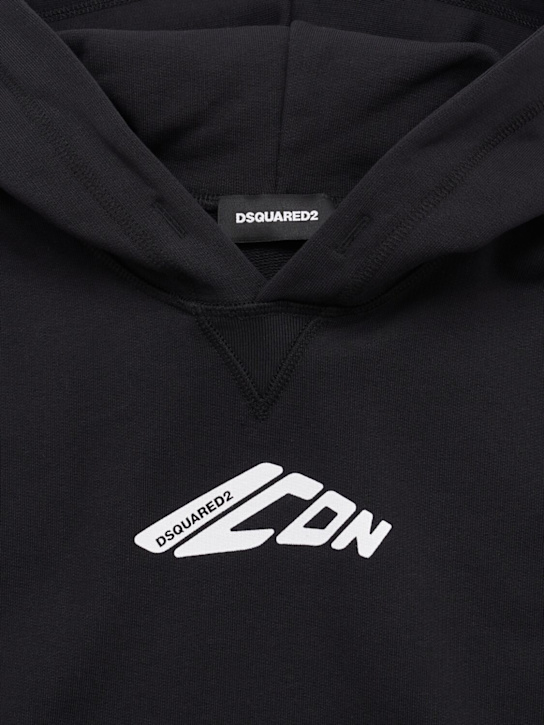 Dsquared2: Hooded cotton sweatshirt - Black - kids-boys_1 | Luisa Via Roma