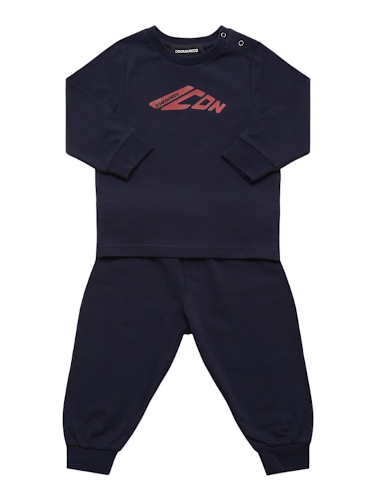 Dsquared2: Cotton blend sweatshirt & sweatpants - ネイビー - kids-boys_0 | Luisa Via Roma