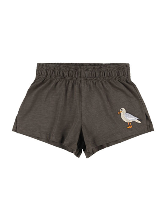 Mini Rodini: Embroidered cotton shorts - Black - kids-boys_0 | Luisa Via Roma