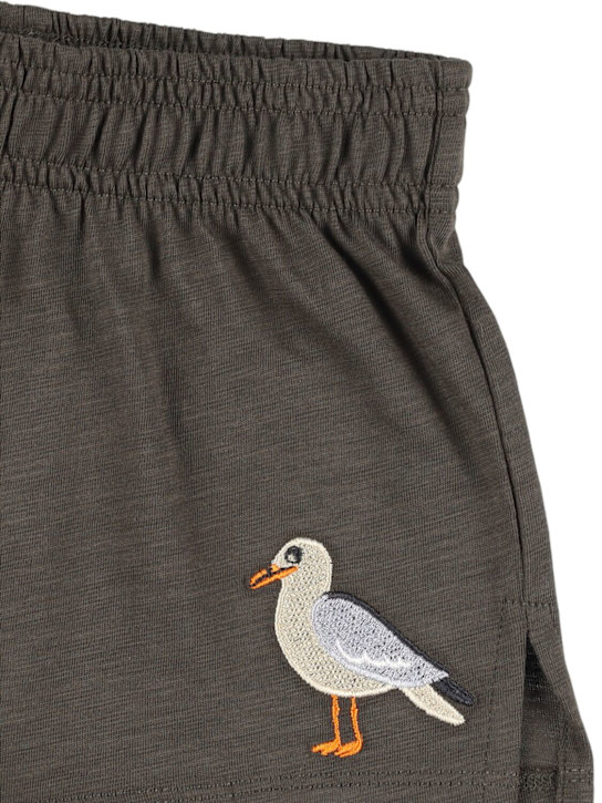 Mini Rodini: Embroidered cotton shorts - Black - kids-boys_1 | Luisa Via Roma