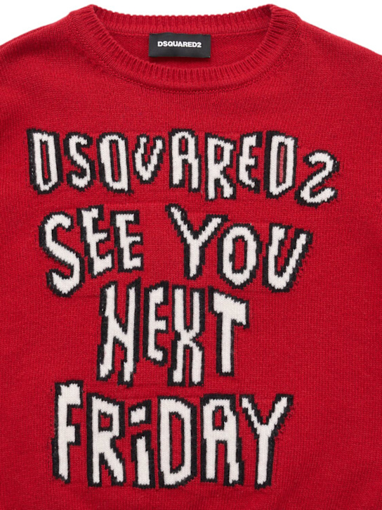 Dsquared2: Cotton blend crewneck sweater - Red - kids-boys_1 | Luisa Via Roma