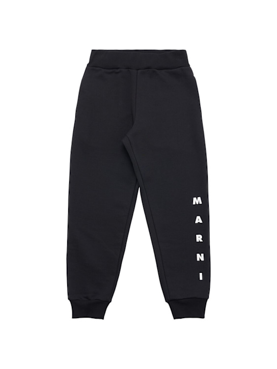 Marni Junior: Cotton sweatpants w/logo - Black - kids-boys_0 | Luisa Via Roma