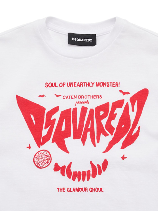 Dsquared2: Printed cotton jersey t-shirt - ホワイト - kids-boys_1 | Luisa Via Roma
