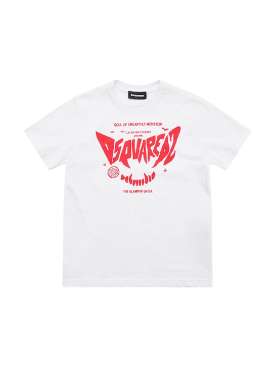 Dsquared2: Printed cotton jersey t-shirt - ホワイト - kids-boys_0 | Luisa Via Roma