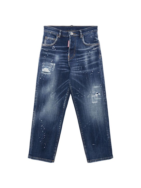 Dsquared2: Stretch cotton denim jeans - Blue - kids-boys_0 | Luisa Via Roma
