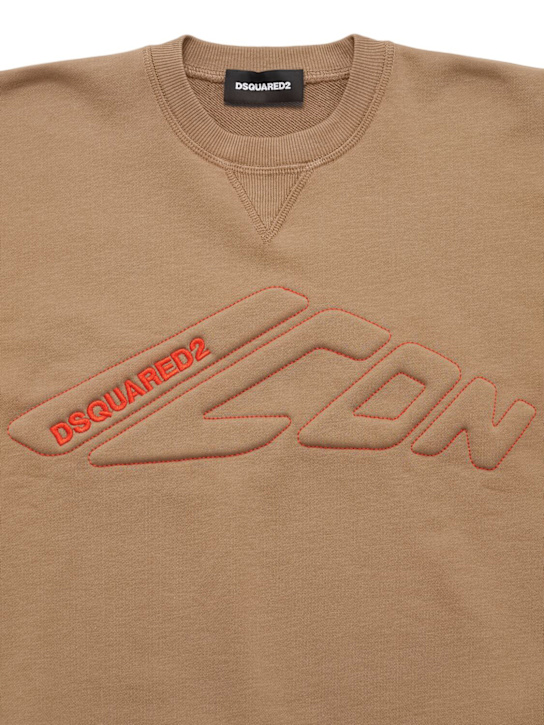 Dsquared2: Cotton crewneck sweatshirt - Khaki - kids-boys_1 | Luisa Via Roma