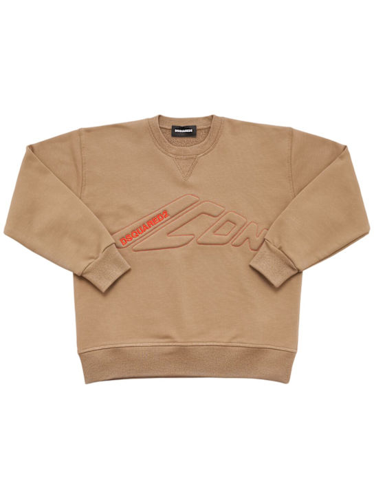 Dsquared2: Cotton crewneck sweatshirt - Khaki - kids-boys_0 | Luisa Via Roma