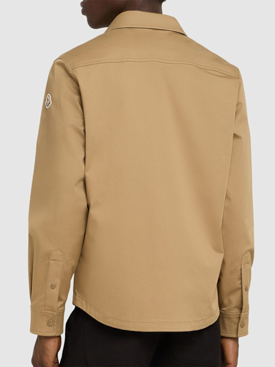 Moncler: Cotton blend gabardine shirt jacket - Beige - men_2 | Luisa Via Roma