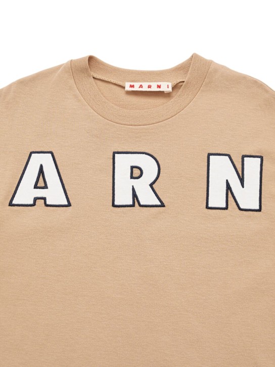 Marni Junior: Embroidered cotton jersey t-shirt - Beige - kids-boys_1 | Luisa Via Roma