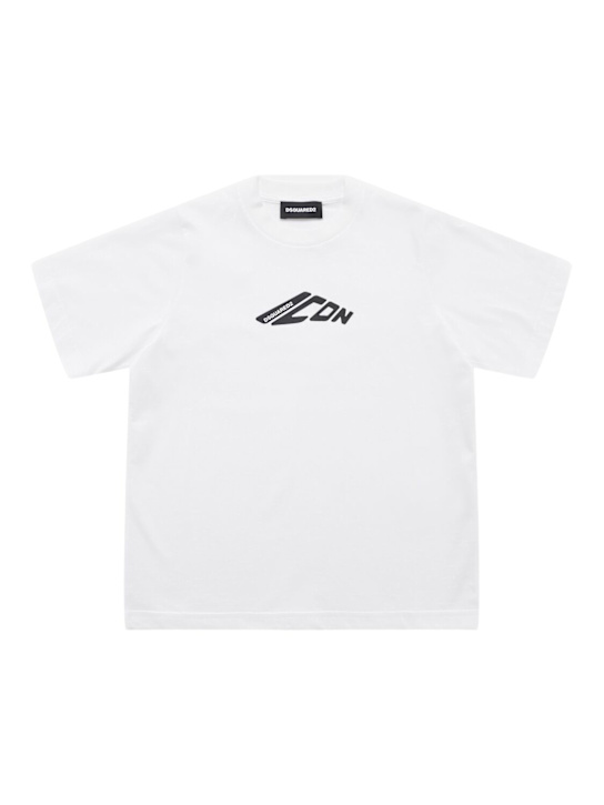 Dsquared2: Camiseta de jersey de algodón estampada - Blanco - kids-boys_0 | Luisa Via Roma