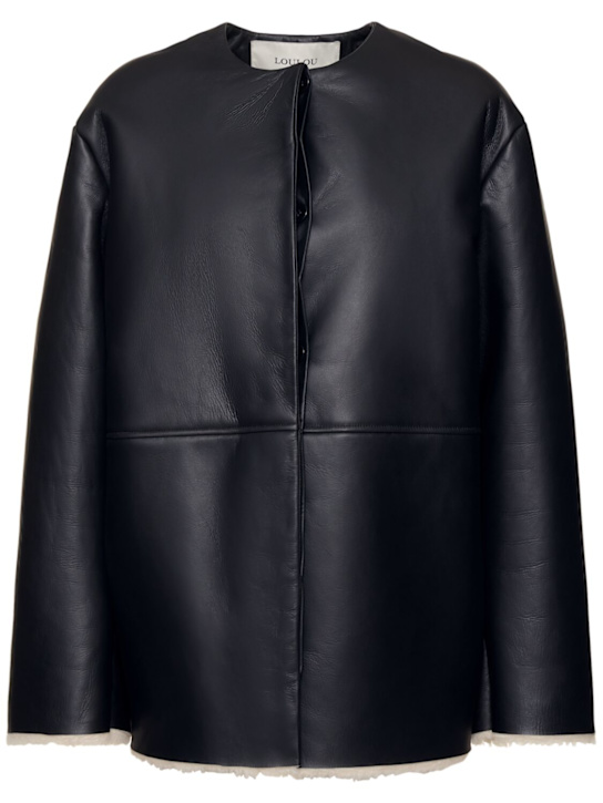 Loulou De Saison: Fargo leather & shearling jacket - women_0 | Luisa Via Roma