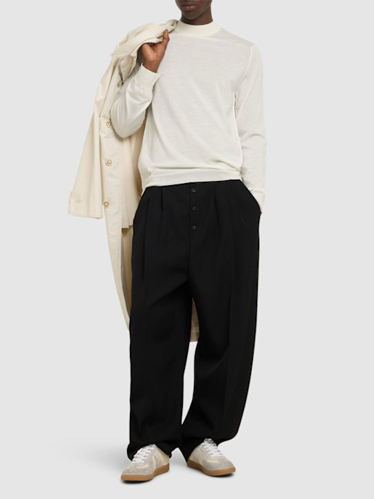 Maison Margiela: Wool knit crewneck sweater - Off White - men_1 | Luisa Via Roma
