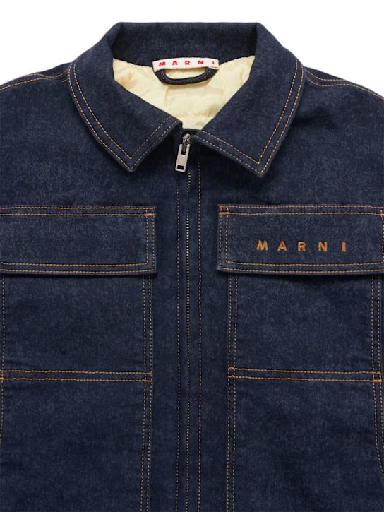 Marni Junior: Cotton blend denim bomber jacket - Blue - kids-boys_1 | Luisa Via Roma