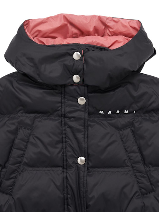 Marni Junior: Piumino in poliestere con cappuccio - Nero/Rosa - kids-girls_1 | Luisa Via Roma