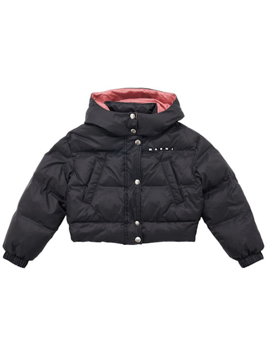Marni Junior: Piumino in poliestere con cappuccio - Nero/Rosa - kids-girls_0 | Luisa Via Roma