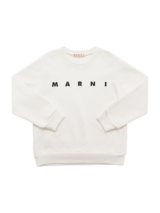 Marni Junior: 印花棉质卫衣 - 白色 - kids-boys_0 | Luisa Via Roma