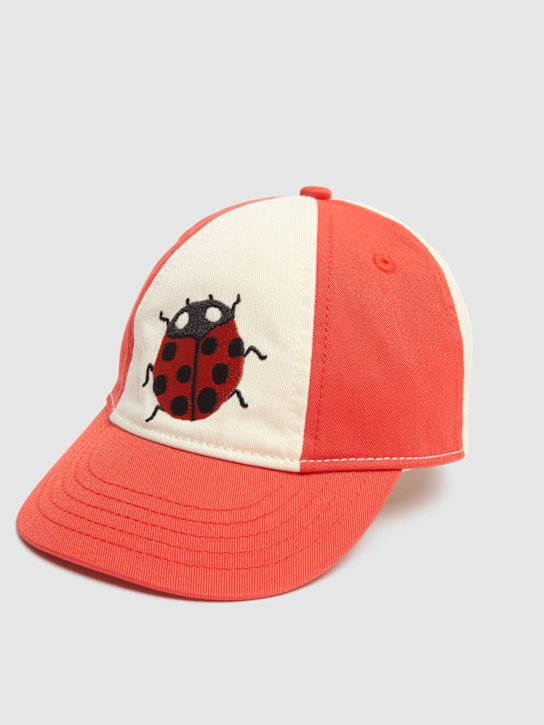 Mini Rodini: Embroidered cotton baseball hat - Beyaz/Kırmızı - kids-boys_1 | Luisa Via Roma