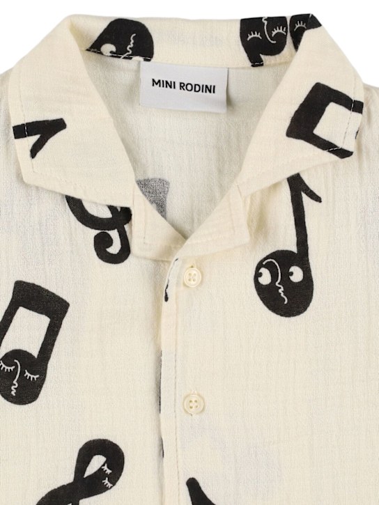 Mini Rodini: Printed cotton muslin shirt - White - kids-boys_1 | Luisa Via Roma