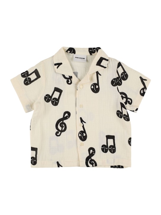 Mini Rodini: Printed cotton muslin shirt - White - kids-boys_0 | Luisa Via Roma