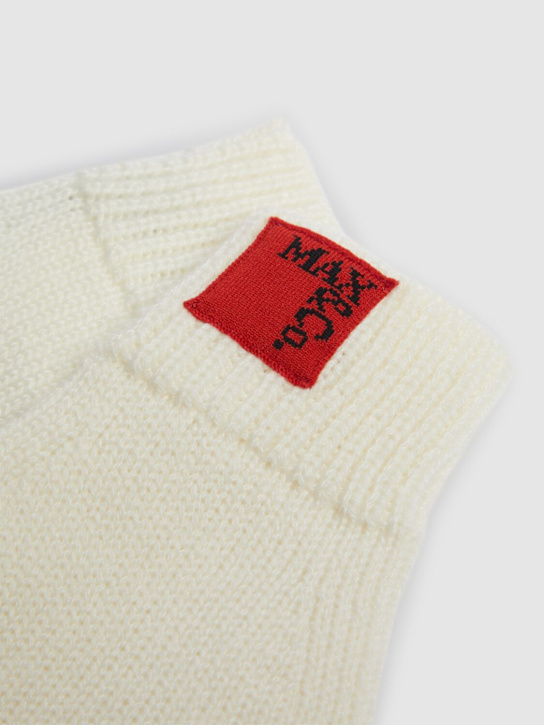 MAX&Co.: Wool blend knit gloves w/ logo - White - kids-girls_1 | Luisa Via Roma