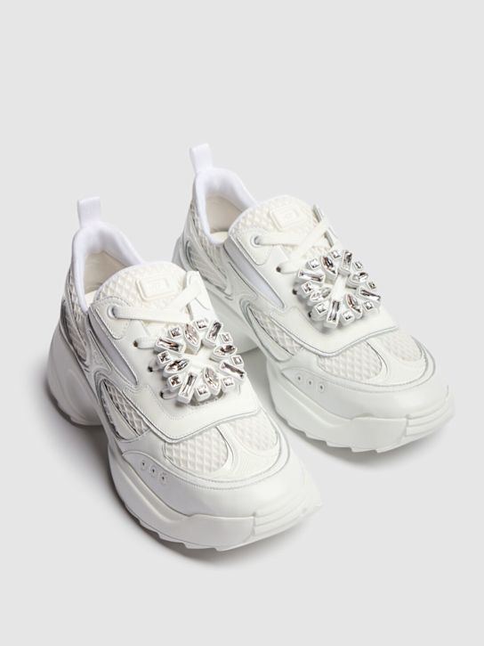 Roger Vivier: Viv On The Run lace-up mesh sneakers - White - women_1 | Luisa Via Roma